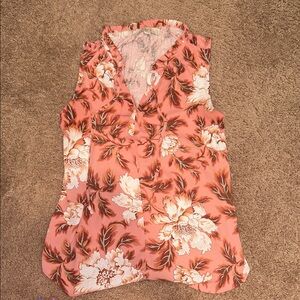 LOFT Floral Blouse - Pink and White